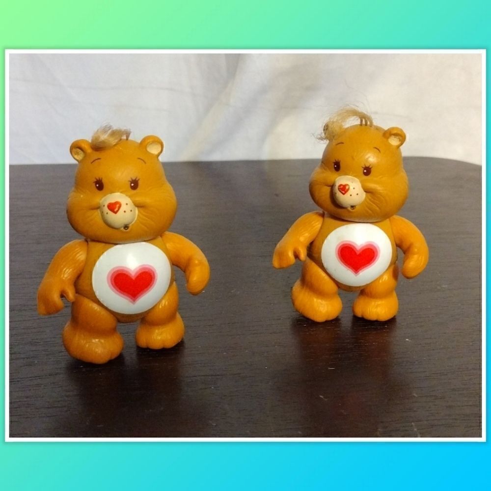 Care Bears Set Of 2 TENDERHEART BEAR Vintage 1983 Posable Vtg